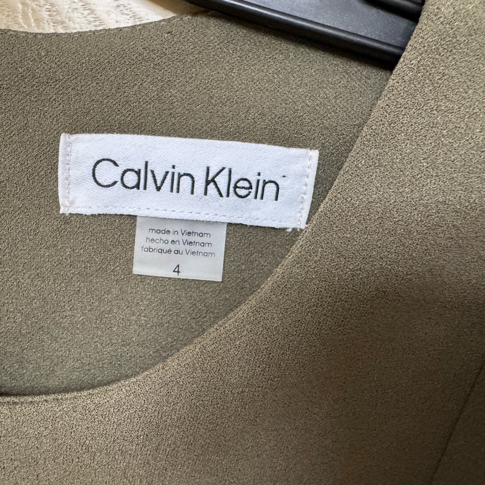Calvin Klein Sophisticated Midi Dress in Olive - Picture 2 of 3